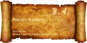 Marth Albert névjegykártya
